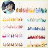 WRAPPE 10pcs แฟชั่น ตุ๊กตาลูกเล็ก เด็กผู้หญิง ผ้าโพกศีรษะดอกไม้หมากฝรั่ง โบว์ผูกผม เชือกผม ยางรัดผม