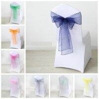 Organza Chair Sash Crystal Bow Tie Knot Wedding Birthday Party Hotel Decoration Wholesale Snow Shimmer Silk Band