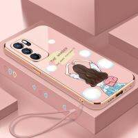 เคสโทรศัพท์สำหรับหญิงสาวน่ารักน่ารักสำหรับ OPPO A16 A16K A17 A17K A57นิ่มกันกระแทกสำหรับผู้หญิง A77S A16S A54S A16E กับฟรีสายคล้องหรูหราชุบฝาหลังนิ่มกันกระแทรก