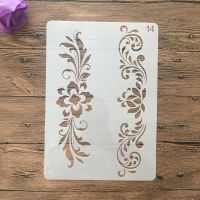 A4 29*21 ซม.ใบพวงหรีด DIY Stencils ภาพวาดสมุดภาพสี Embossing Album กระดาษการ์ดตกแต่งแม่แบบเค้ก-LUIZU STORE