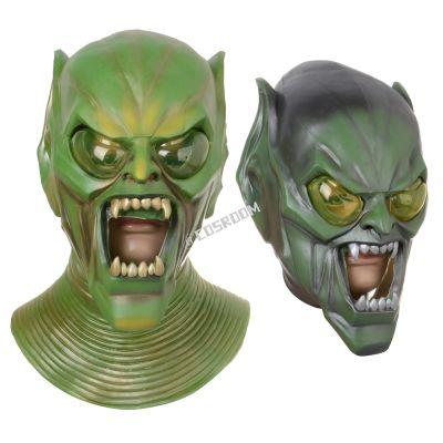 Horror Halloween Mask Green Goblin Cosplay Masks Full Head Latex Mask Haunted House Props Party Supplies Unisex