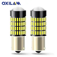 OXILAM หลอดไหสว่างรอบด้าน P21W LED 2ชิ้น,หลอดไฟ LED ไฟสัญญาณรถ Ba15s ไฟท้ายหลังอัตโนมัติ1400LM ไฟ LED สีขาว12V 6000K