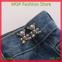 WQP Fashion Store เครื่องประดับขายด่วนเข็มกลัดกระดุมยีนส์รูปหมีน่ารักถอดออกได้เข็มขัดเอวปรับได้สำหรับกางเกงไม่จำเป็นต้องเย็บปิดเอว