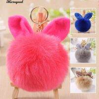 Faux Fur กระต่ายหูนุ่ม Pompom ลูกพวงกุญแจโซ่พวงกุญแจจี้ Charm จี้