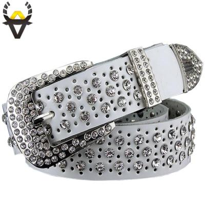 Fashion rhinestone genuine leather belts for women Luxury Pin buckle belt woman Quality second layer cow skin strap width 3.3 cm Card Holders