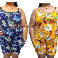 Terno ชุดนอนสตรีแบบ Pambahay,ชุดนอนสตรีแขนกุดขนาดพิเศษ Pambahay Terno/Spag Short Fit ถึง3XL-ผู้จำหน่ายโดยตรง