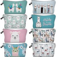 Kawaii Alpaca Cosmetic Bags Waterproof Large Capacity Storage Bag Cosmetic Key Card Holder Woman Outdoor Makeup Bag