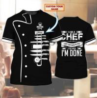 T-shirt Chef Gift Personalized Name 3D Print Mens Summer Short Sleeve Unisex T-shirt