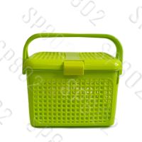 ?สินค้าขายดี? [สีเขียว][PET BASKET] ตะกร้าพลาสติก มีหูหิ้ว มีฝาปิด ขนาด 32X44X26 ซม. ตะกร้าสัตว์เลี้ยง ตะกร้าแมว ตะกร้าใส่เสื้อผ้า