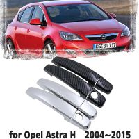 ชุดตกแต่งที่จับหรือประตูด้านข้างโครเมี่ยมสีดำคาร์บอนไฟเบอร์สำหรับ Opel Astra H 2004 ~ 2015 Holden Vauxhall GTC อุปกรณ์ตกแต่งรถยนต์