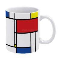 Mondrian Minimalist De Stijl ศิลปะสมัยใหม่©Fatfatin แก้วสีขาวแก้วกาแฟสาวของขวัญชานมถ้วยแก้ว Fatfatin ศิลปะ Mondrian