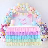 5 Layer Tulle Table Skirt Tutu Table Skirts Tableware Baby Shower Birthday Party Decorations Banquet Wedding Home Party Supplies