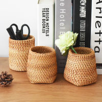 Handmade Rattan Storage Box Cosmetic Pen Holder Tea Ceremony Accessories Tableware Storage Decoration Household Storage Basket