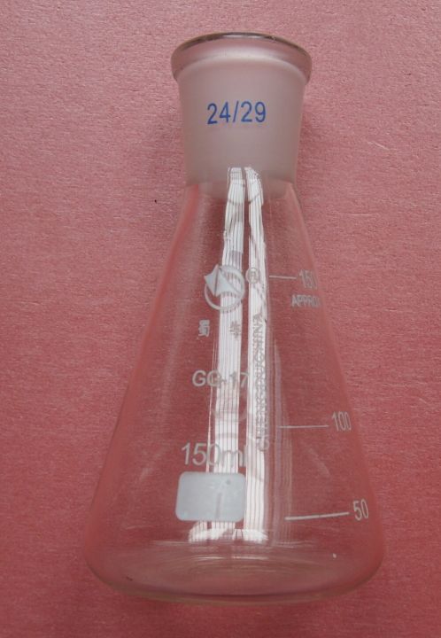 【❖New Hot❖】 bkd8umn ขวดแก้วบอโรซิลิเกตทรงกรวยขวดทดลองพลาสติกพื้น150มล. 24/29