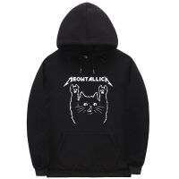 Cat Meowtallica Cat Rock Music Printed Men Hoodie Unisex High Quality Cotton Sweatshirts Hip Hop Punk Gothic Streetwear Size XS-4XL