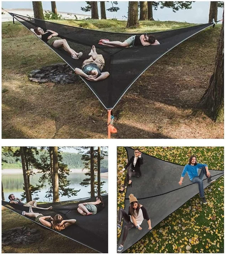 Tree House Air Sky Tent Camping Hammock，Giant Aerial Camping Hammock Comfortable Outdoor Garden Deck Camping Furniture Outdoor Triangle Hammock for Kids Multi Person Portable Hammock 3 Point 