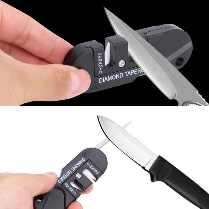 2 Stage EDC Knife Sharpener Tungsten Steel Ceramic Hunt Camp