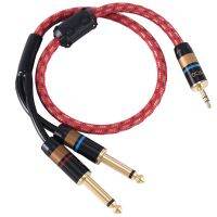 YYTCG HiFi Cable 3.5mm Convert Dual 6.5mm Audio AUX Cable 3.5 to 6.5 Mobile Computer Sound Card Mixer Cables