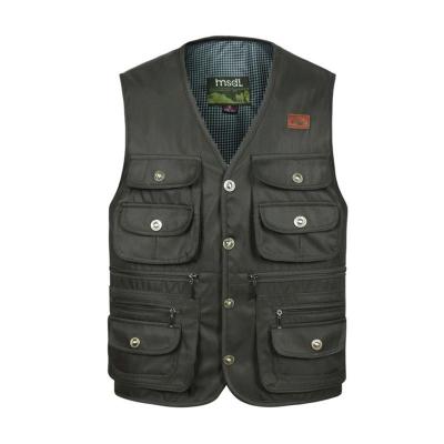 ┋▣☇ hnf531 Autumn and winter multi-pocket mens cotton vest Middle-aged fishing vest