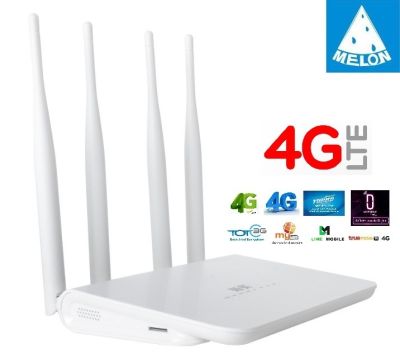 4G LTE Router 4 Antenna High Gain Signal เราเตอร์ ใส่ซิม Powerful 4 Antennas Desing for butter Performance and wider coverage