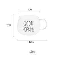 อรุณสวัสดิ์เครื่องดื่มชากาแฟกระจกสร้างสรรค์โปร่งใสขนมหวานอาหารเช้าแก้วมัคพร้อมที่จับเครื่องแก้วในครัวถ้วยใส่นม