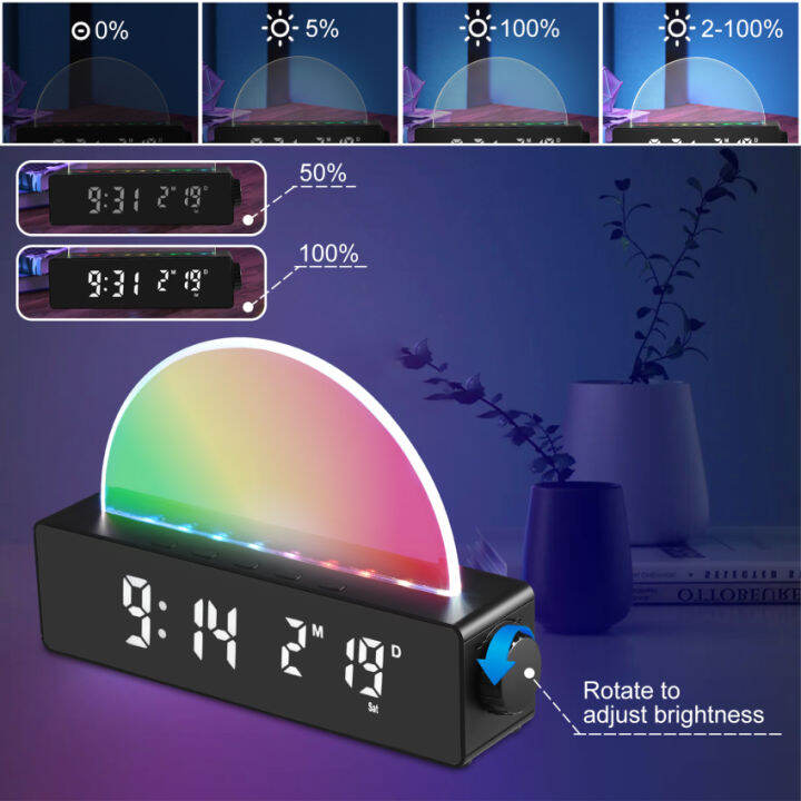 Alarm ClockSunrise Bedside Table LED Digital Alarm Clock Wake Up Light