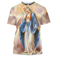 2023 NEWOur Lady Of Guadalupe Virgin Mary The Madonna ศาสนากราฟิกเสื้อยืดผู้ชาย Hip Hop ลำลองแขนสั้น O-Neck Unisex T เสื้อ