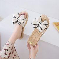 CODshengxi8 Sandals for womens outer wear 2020 fashion all-match bow spring slippers women flat-bottom beach sh凉拖女外穿2020时尚百搭蝴蝶结春拖鞋女平底一字沙滩鞋gzd567988.my