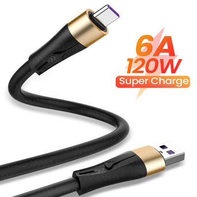 [HOT W] สาย USB ชนิด C 6A หนาพิเศษสายสำหรับข้อมูล P40 Huawei P30 Pro 120W สายดาต้าเครื่องชาร์จสายชาร์จเร็ว USB-C สำหรับ X9 Xiaomi