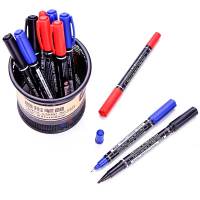 1/3Pcs/Set Waterproof Marker Pen Oil Permanent Dual Tip 0.5/1.0 mm Nib Black Blue Red Art Marker Pens School Office StationeryHighlighters  Markers