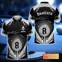 Summer Hustler Team 8 Ball Pool Thunder Billiards 3D Polo Shirt, Mens Billiards Shirt fashion polo shirt