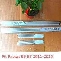 ABAIWAI Stainless Steel Scuff Plates Stickers For Volkswagen VW Passat B5 B7 Door Sills Guards Car-Styling Auto Accessories 4PCS