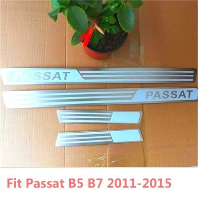ABAIWAI Stainless Steel Scuff Plates Stickers For Volkswagen VW Passat B5 B7 Door Sills Guards Car-Styling Auto Accessories 4PCS