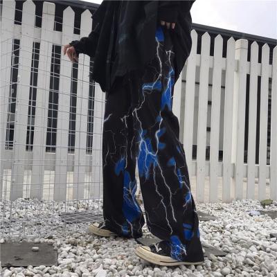 Y2k Womens pants harajuku street retro lightning casual trousers for female loose wide leg trouser suits cloth hip hop joggers