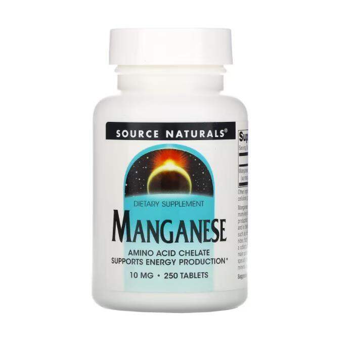 Spot U.S. SourceNaturals manganese amino acid chelated supplement 10 mg