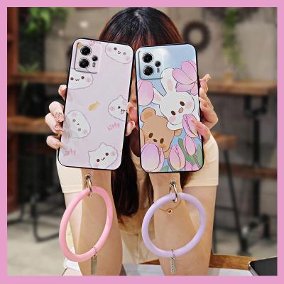 soft shell hang wrist Phone Case For MOTO G13/G23 simple solid color heat dissipation youth cartoon dust-proof funny
