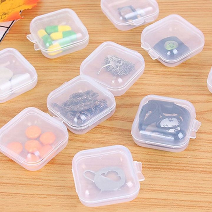 1Pcs Mini Portable Plastic Storage Boxes Transparent Square Pill ...