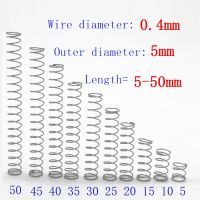 【❂Hot On Sale❂】 zhongkouj558251 เส้นผ่านศูนย์กลางลวด20ชิ้น = 0.4Mm Od = 5สเตนเลสสตีลการยืดขยายป้องกันการกัดกร่อนการบีบอัดขนาดเล็กสปริง L = 5-50