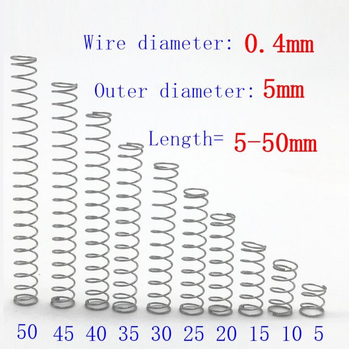 worth-buy-เส้นผ่านศูนย์กลางลวด20ชิ้น-0-4mm-od-5สเตนเลสสตีลการยืดขยายป้องกันการกัดกร่อนการบีบอัดขนาดเล็กสปริง-l-5-50