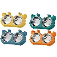 Cat Double Bowl Stainless Steel Crab Shape Cat Food Plate Detachable Anti-Tip Pet Supplies Colorful Dog Water Bowl for Indoor Cats Dogs Pets reasonable