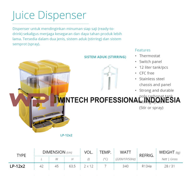 Gea Lp 12x2 Juice Dispenser Jus Dispenser 2 Tabung Dengan Pendingin