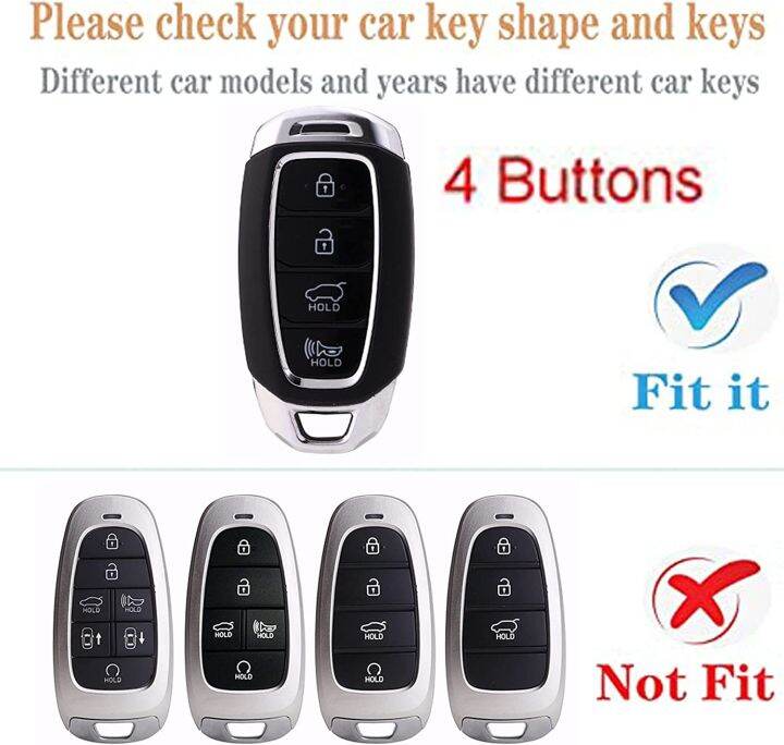 key-fob-cover-case-metal-shell-smart-key-holder-compatible-for-hyundai-kona-veloster-i30-ix35-solaris-azera-grandeur-ig-elantra-accent-santa-fe-palisade-5-buttons