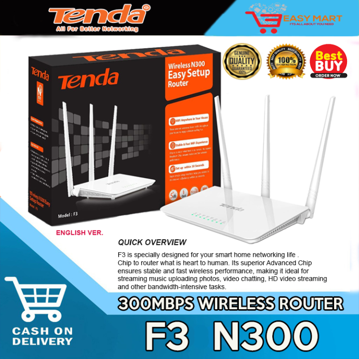 EasyMart Best Buy Router Tenda F3 Router 300Mbps Wireless Router Easy