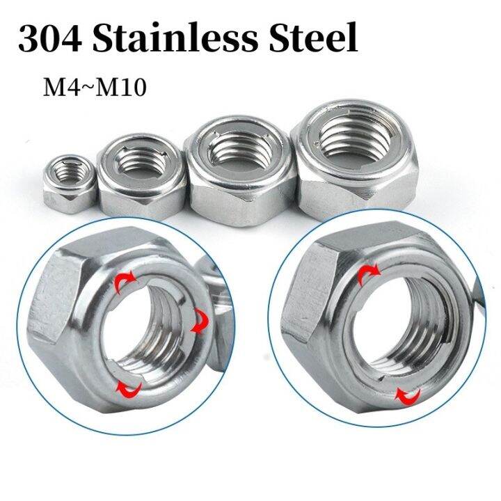 5/10/50pcs 304 Stainless Steel Hex Hexagon Lock Nut for M4 M5 M6 M8 M10