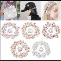 00DANZI00 10PCS ตัดเย็บเสื้อผ้า เครื่องประดับหมวก รูปดอกไม้ คลิปหนีบหมวก กิ๊บติดผมไข่มุก ปุ่ม Rhinestone กระดุมมุก