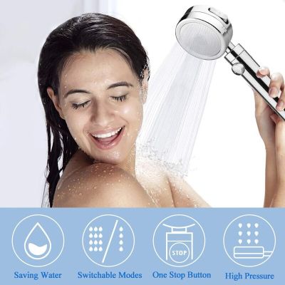 Zhangji 3 modes plating with Switch button shower head Plastic Adjustable bathroom handled newly high pressure shower head Showerheads
