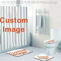 【CW】▩☃  Custom Set Shower Curtain with Hooks Toilet Cover Photo 4Pcs/set POD Dropshipping