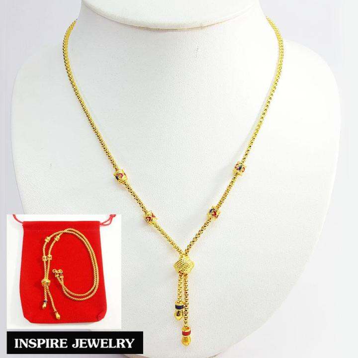 inspire-jewelry-สร้อยคอทองสังวาลย์-ลายบล็อก-ลงยาคุณภาพ-งาน-design-หุ้มทองแท้-100-สวยหรู-น้ำหนัก-1-บาท-18-นิ้ว-พร้อมถุงกำมะหยี่