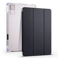 โปร่งใสกันกระแทกที่ครอบสำหรับ Xiaomi Redmi Pad 10.6นิ้วหนัง PU เคสฝาพับ RedmiPad แท่นตั้งปลอกป้องกันการตกพร้อมที่ใส่ดินสอ