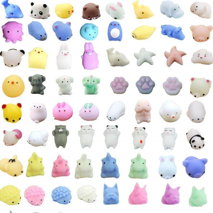 ♞♟ 50pcs Kawaii Fidget Toys Pack Cute Animals Squishy Anti-stress Toy ...